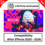RXXR 1.0 After Effects plugin showing ASCII and glitch effects applied to video footage
