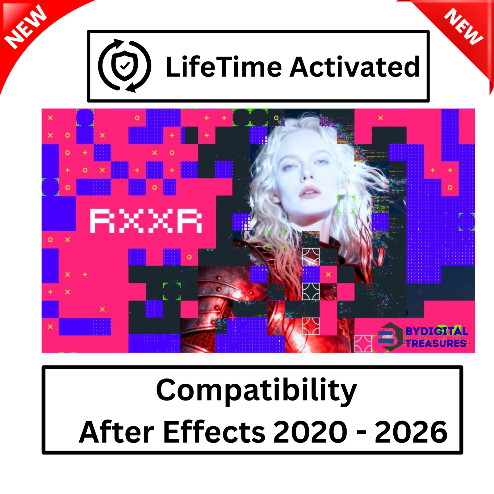RXXR 1.0 After Effects plugin showing ASCII and glitch effects applied to video footage