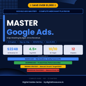Google Ads mastery guide PDF — learn campaign structure, Quality Score, Shopping Ads and ROAS to stop wasting budget and drive revenue without an agency
