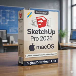SketchUp Pro 2026 3D modeling workspace displaying a modern architectural model on macOS